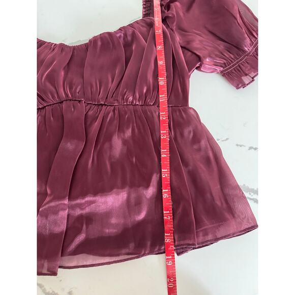 NWT Thirty / Thirty LA Women's Sheer Peplum Top Blouse Deep Pink Size Medium - Picture 5 of 8